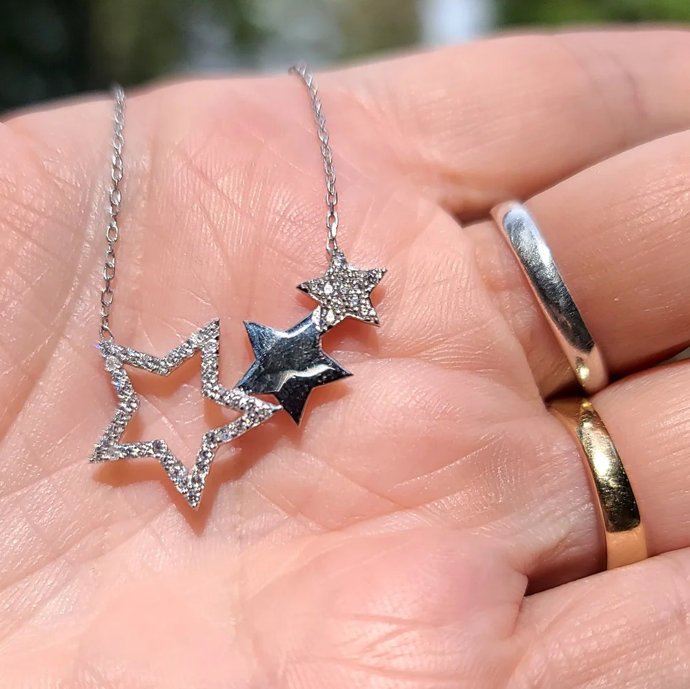Topaz & Sterling star 🌟 trio necklace - Picture 3 of 5